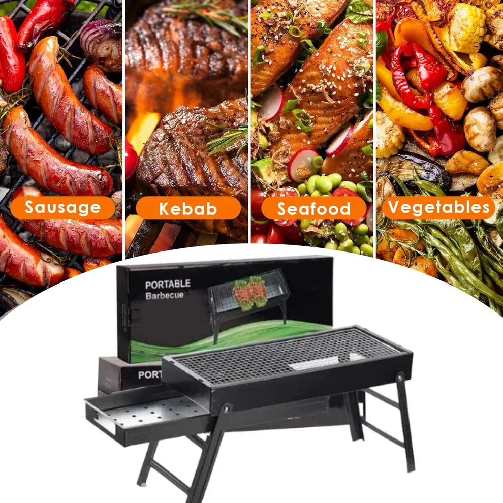 Folding Portable Barbeque BBQ Grill Set for Outdoor and Home dd