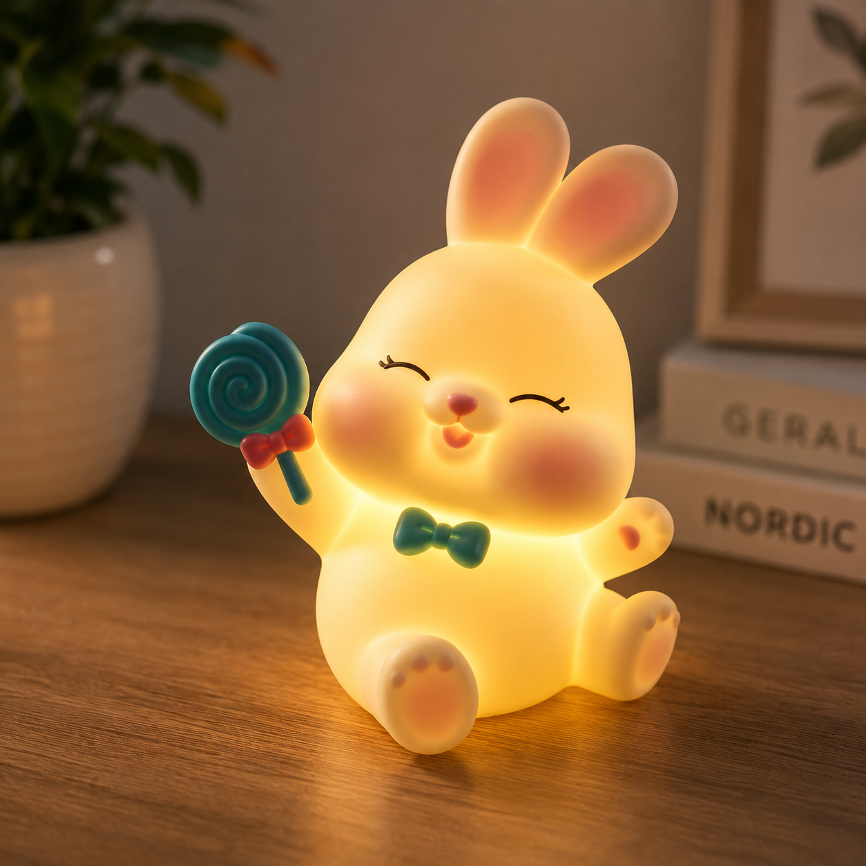 Cute Bunny LED Night Lamp for Kids | Soft Silicone Rechargeable Bedside Night Light | Warm Glow Touch Lamp for Baby Nursery, Bedroom & Home Decor | Bunny Table Lamp Gift for Girls & Boys