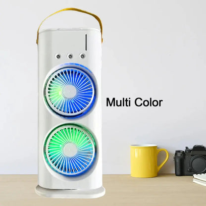 Electric Fan Desktop Double-Head Powerful Air (1 Pc / With Remote / Plug and Play) dd