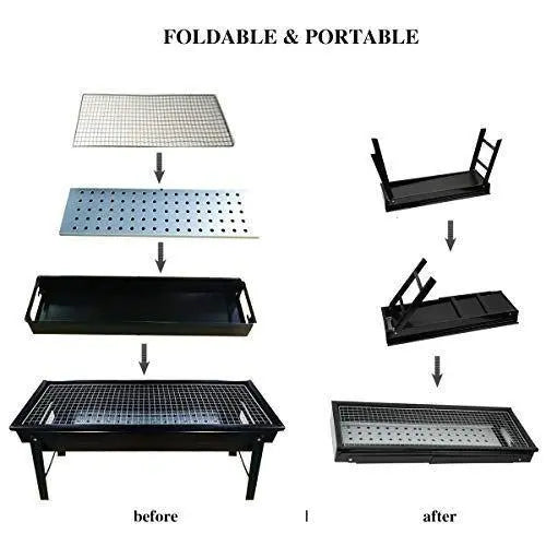 Folding Portable Barbeque BBQ Grill Set for Outdoor and Home dd