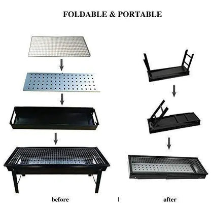 Folding Portable Barbeque BBQ Grill Set for Outdoor and Home dd