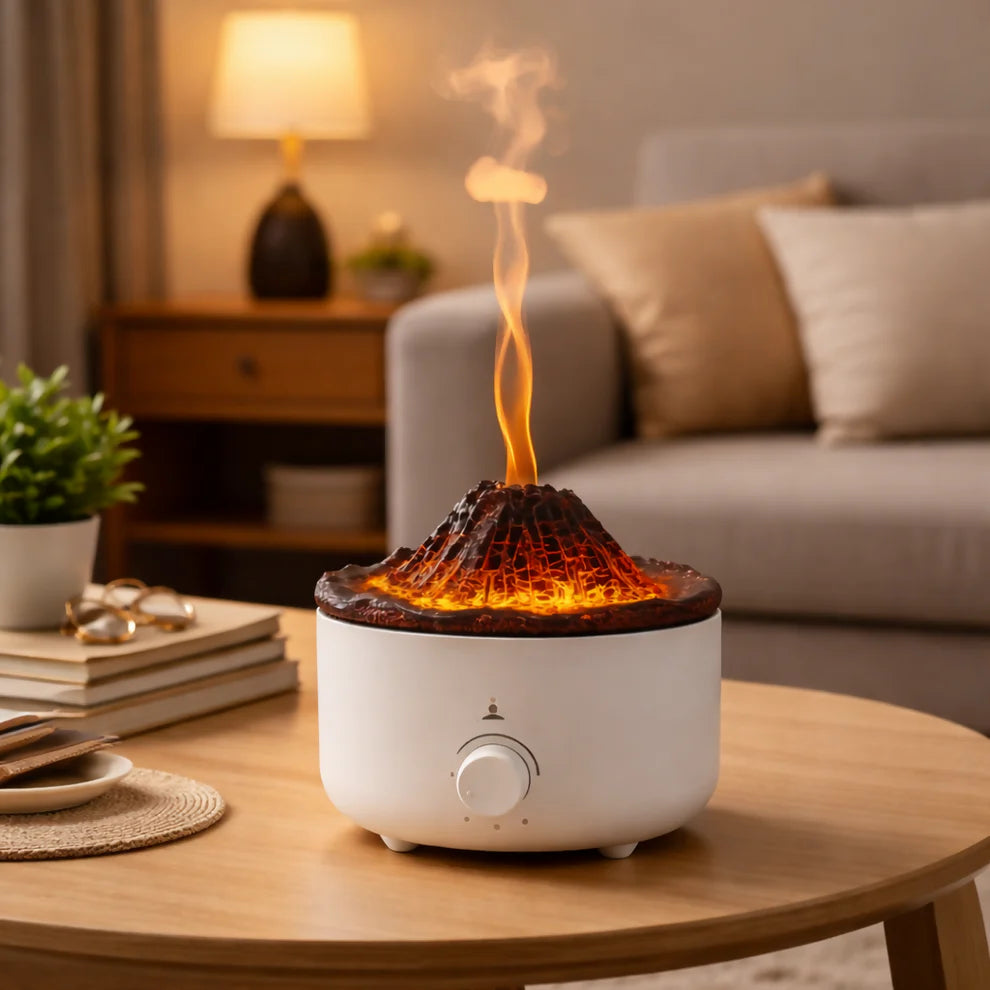 Flame Effect Ultrasonic Humidifier Volcano Aroma Diffuser dd