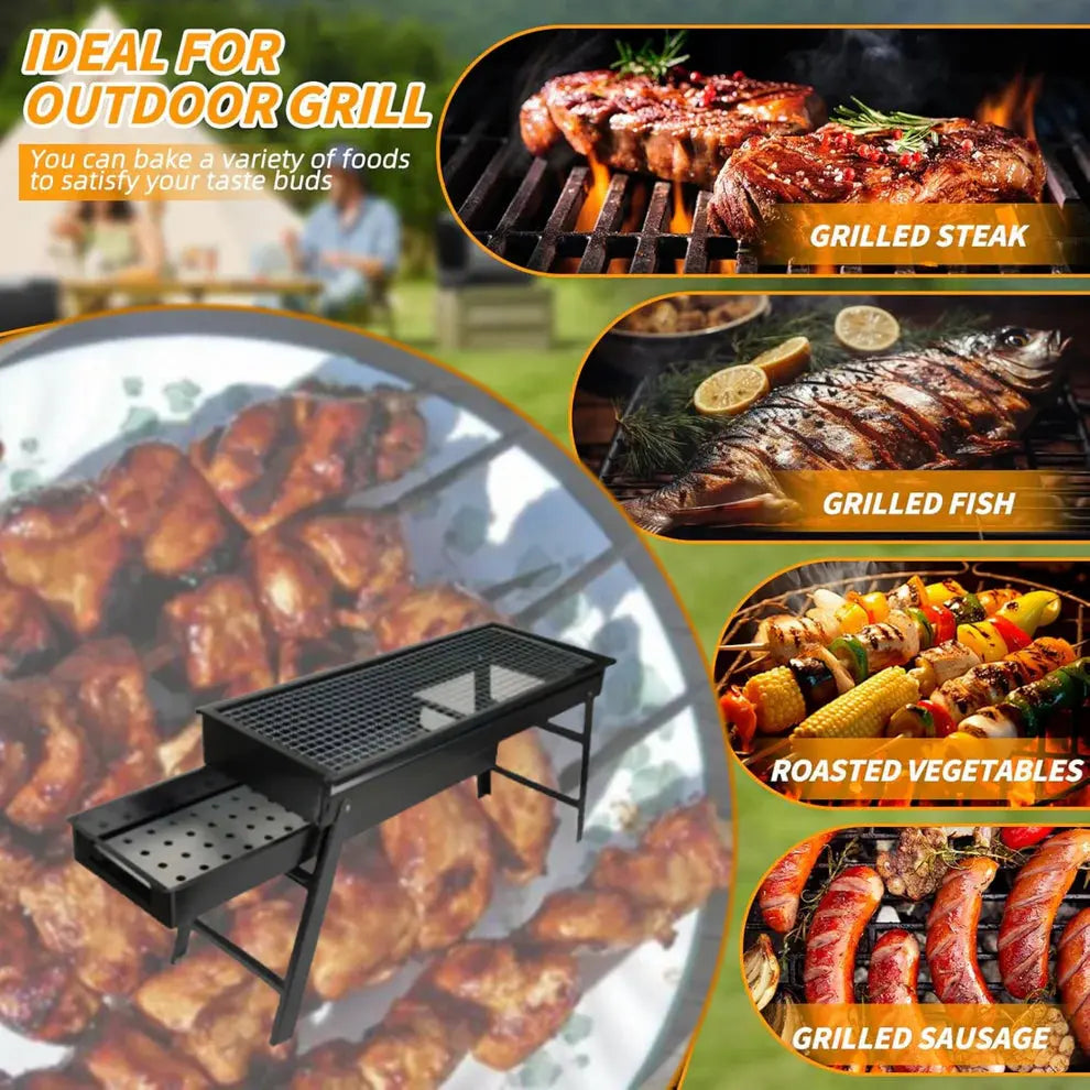 Folding Portable Barbeque BBQ Grill Set for Outdoor and Home dd
