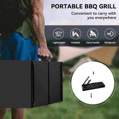 Folding Portable Barbeque BBQ Grill Set for Outdoor and Home dd