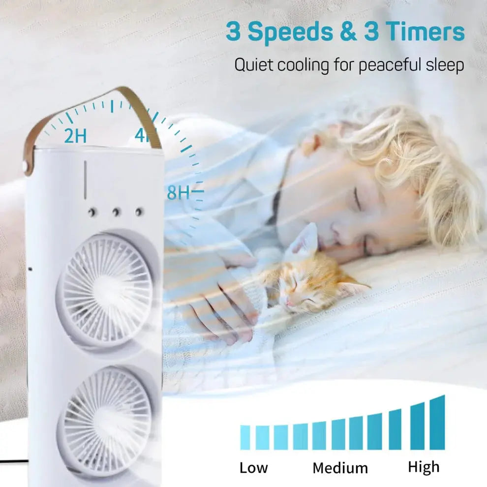 Electric Fan Desktop Double-Head Powerful Air (1 Pc / With Remote / Plug and Play) dd