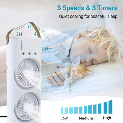 Electric Fan Desktop Double-Head Powerful Air (1 Pc / With Remote / Plug and Play) dd