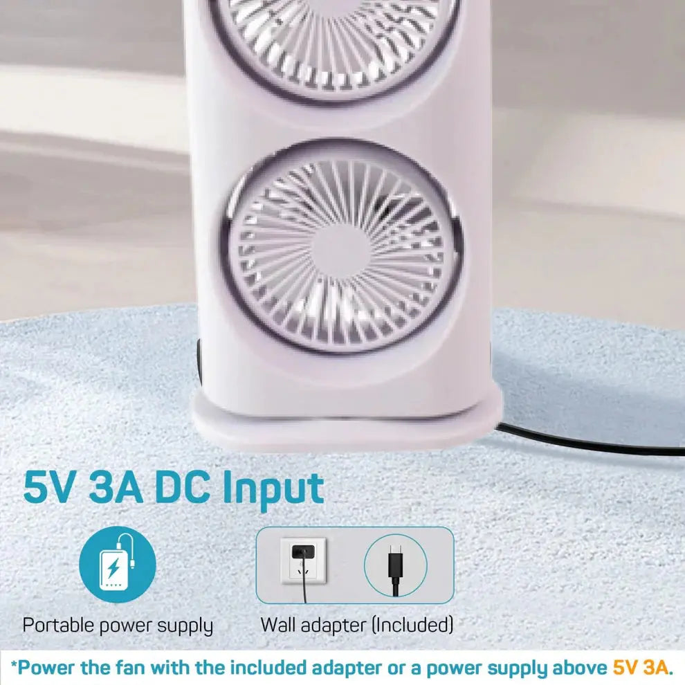 Electric Fan Desktop Double-Head Powerful Air (1 Pc / With Remote / Plug and Play) dd