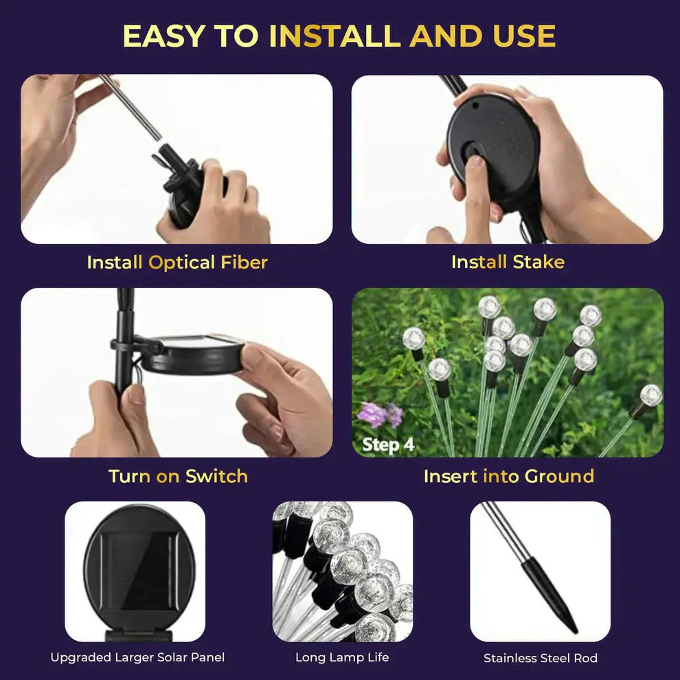 Solar LED Fiber Optic Garden Light - (1 Pc / Mix LED LIght) dd
