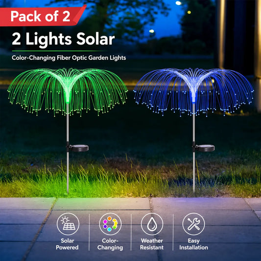 Solar Outdoor Lights – 7-Color Waterproof Jellyfish Like Firework Home Decor (pack of 2) dd
