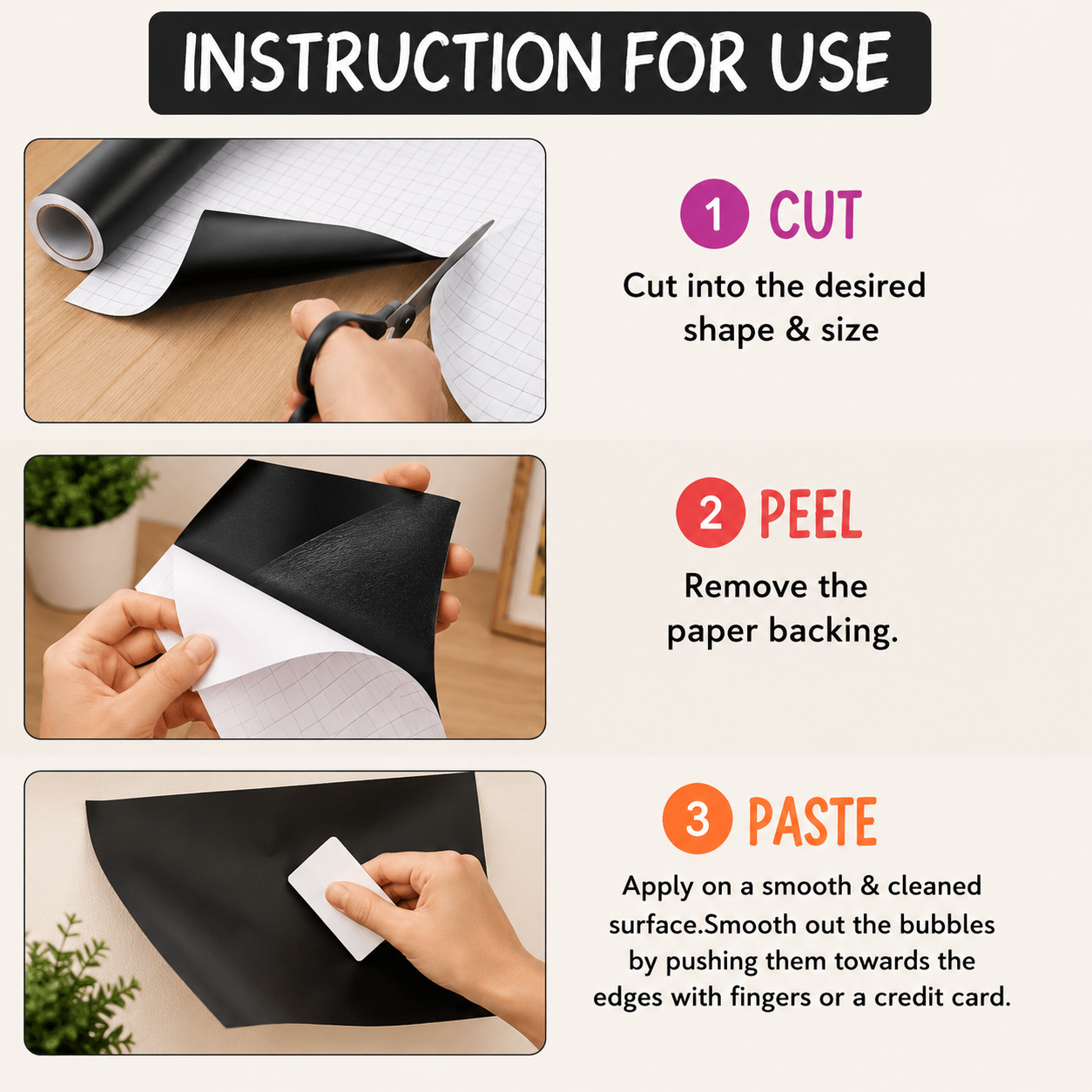 Self-Adhesive Blackboard Sticker Roll 45 x 200 cm | Removable Chalkboard Contact Paper | Writable & Erasable Wall Decal | Waterproof PVC Blackboard Sheet for Kids, Home, Office & Classroom