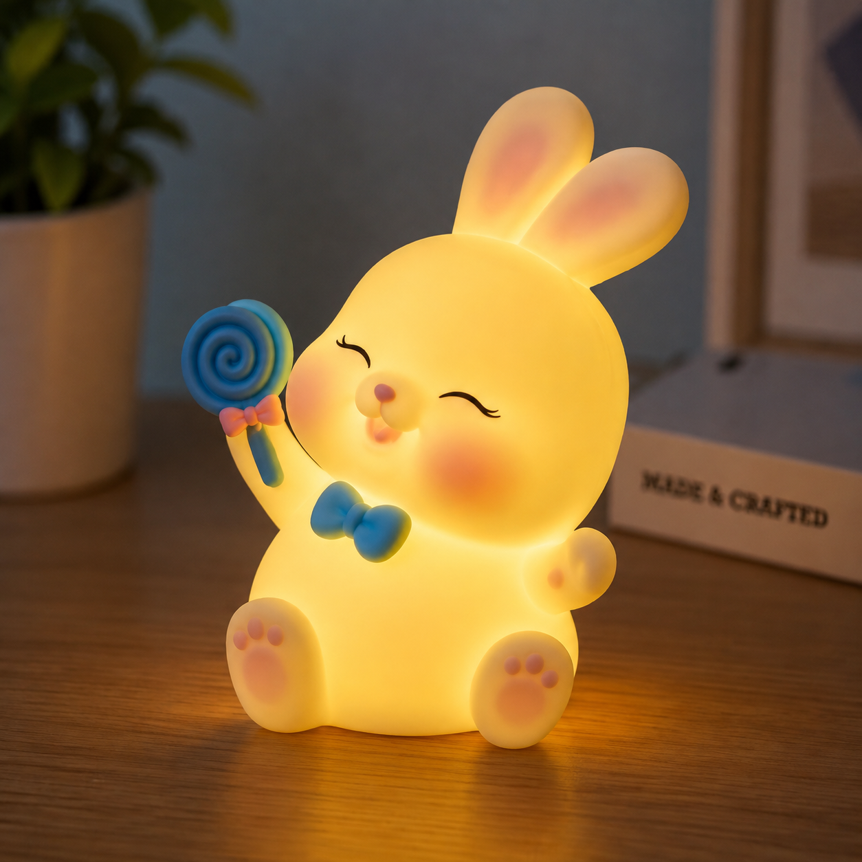 Cute Bunny LED Night Lamp for Kids | Soft Silicone Rechargeable Bedside Night Light | Warm Glow Touch Lamp for Baby Nursery, Bedroom & Home Decor | Bunny Table Lamp Gift for Girls & Boys