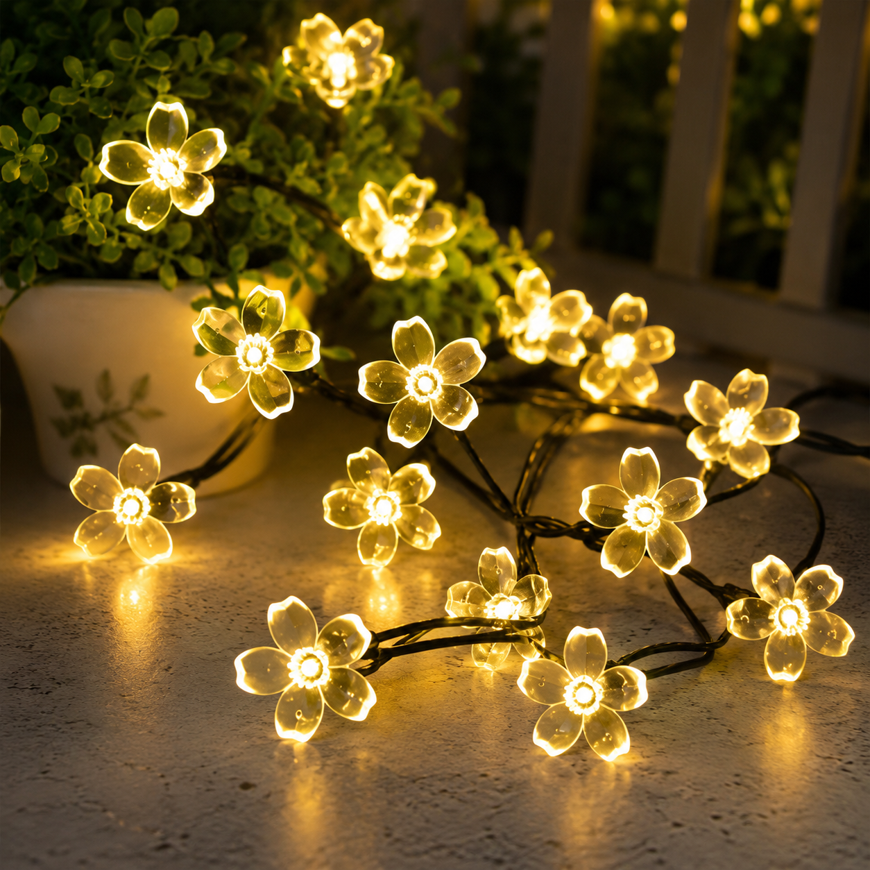 Flower LED Fairy String Lights | Warm White Decorative Flower Lights for Bedroom, Balcony, Garden, Patio & Home Décor | Waterproof Decorative Lights for Festivals, Parties & Wedding Decoration