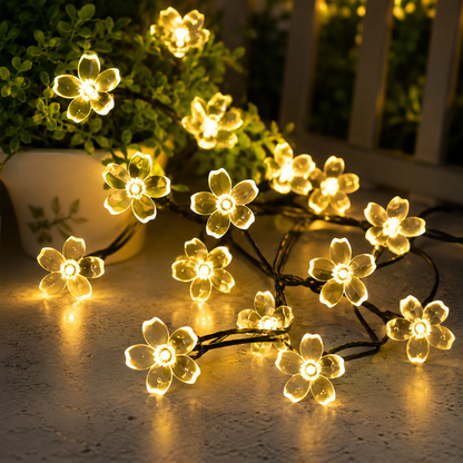 Flower LED Fairy String Lights | Warm White Decorative Flower Lights for Bedroom, Balcony, Garden, Patio & Home Décor | Waterproof Decorative Lights for Festivals, Parties & Wedding Decoration