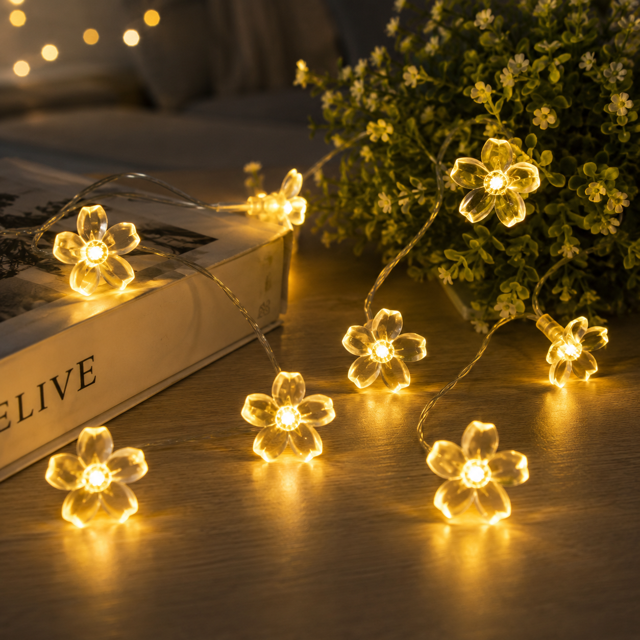 Flower LED Fairy String Lights | Warm White Decorative Flower Lights for Bedroom, Balcony, Garden, Patio & Home Décor | Waterproof Decorative Lights for Festivals, Parties & Wedding Decoration