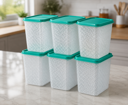 Amazon Product Title  6-Piece Airtight Food Storage Container Set with Lids – BPA-Free Plastic Kitchen Storage Boxes, Stackable Pantry Organizers for Rice, Flour, Pulses, Pasta, Snacks & Dry Food