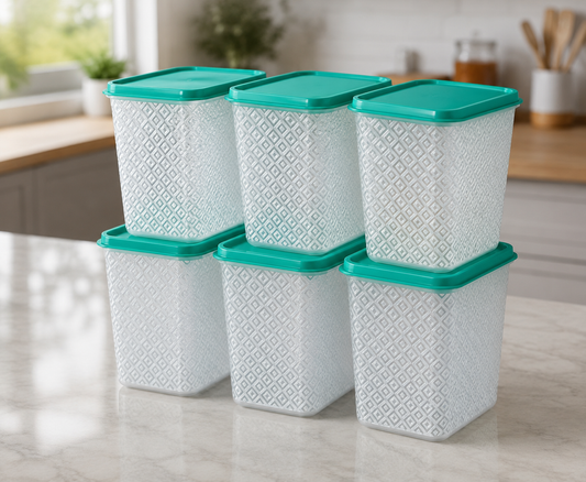 Amazon Product Title  6-Piece Airtight Food Storage Container Set with Lids – BPA-Free Plastic Kitchen Storage Boxes, Stackable Pantry Organizers for Rice, Flour, Pulses, Pasta, Snacks & Dry Food