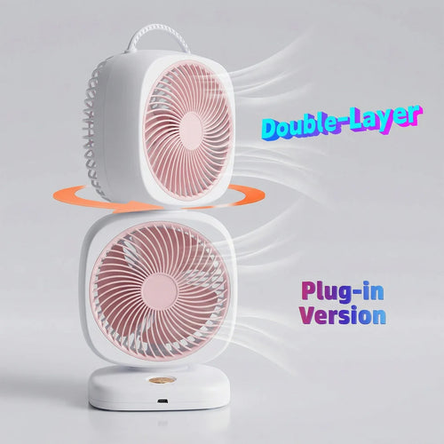 Portable Dual Head USB Rechargeable Table Fan (1 Pc) dd
