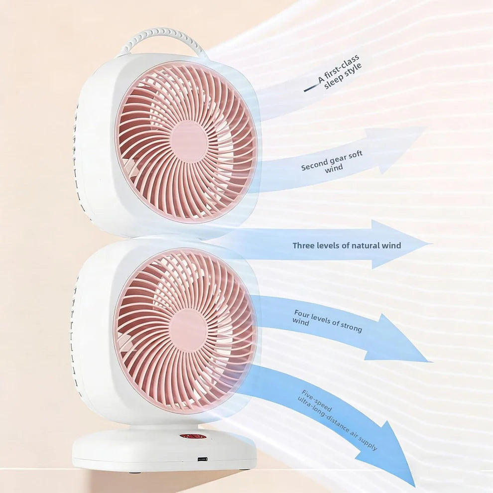 Portable Dual Head USB Rechargeable Table Fan (1 Pc) dd