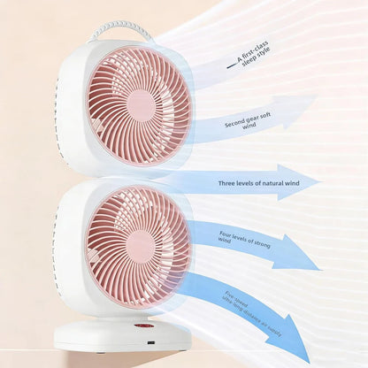 Portable Dual Head USB Rechargeable Table Fan (1 Pc) dd