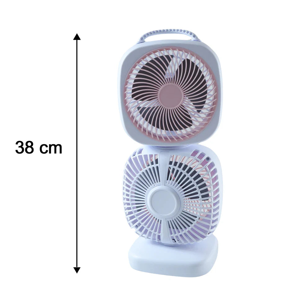 Portable Dual Head USB Rechargeable Table Fan (1 Pc) dd