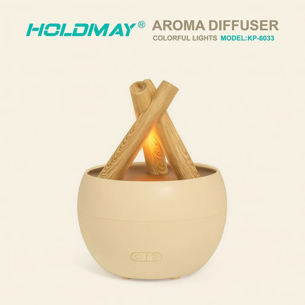 Campfire Flame Aroma Diffuser with LED Light & Mist | Stylish Home Humidifier dd