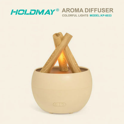 Campfire Flame Aroma Diffuser with LED Light & Mist | Stylish Home Humidifier dd