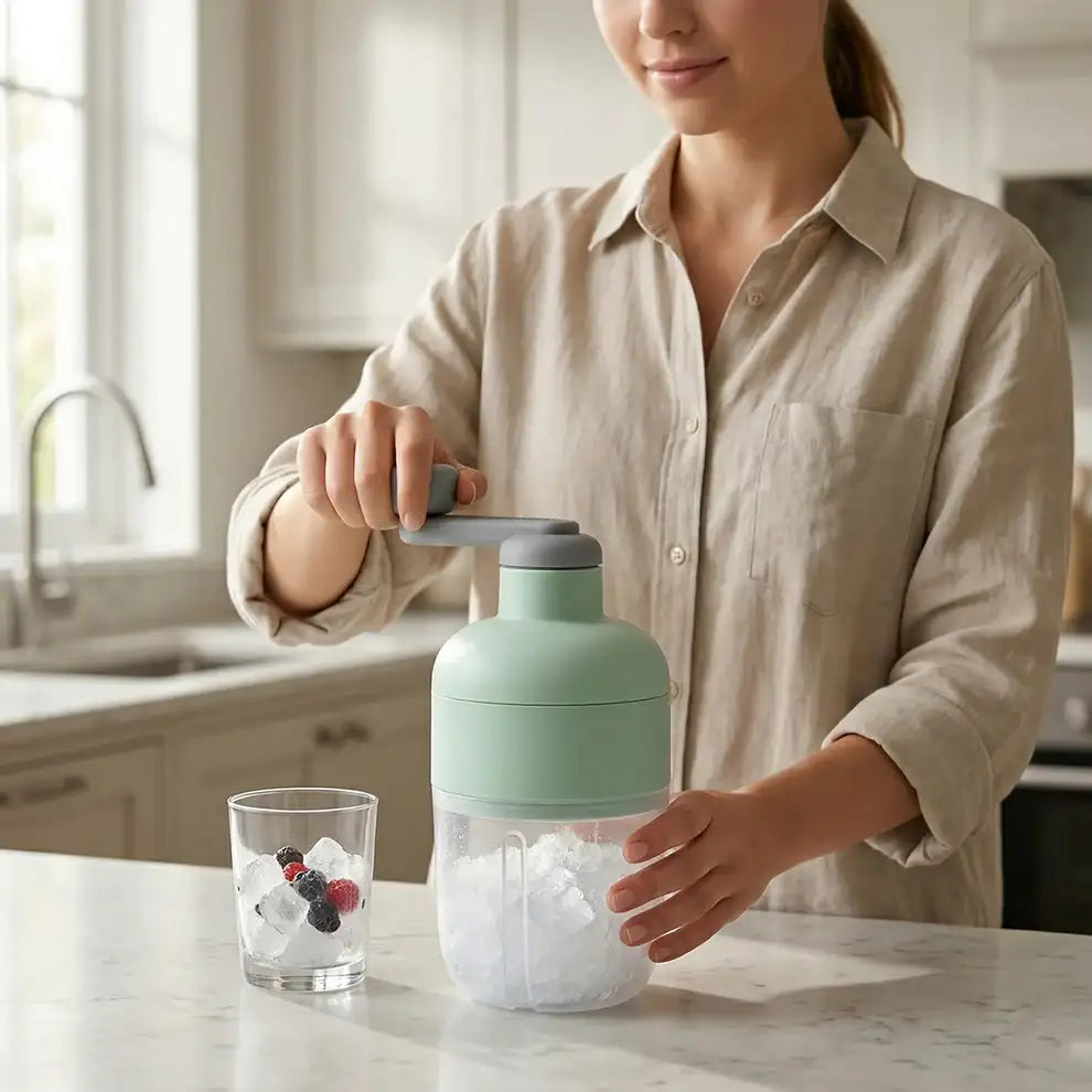 Manual Ice Crusher Shaved Ice Machine with Hand Crank (1 Set) dd