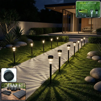 Solar Powered Lawn Pathway Light Set (12 Pcs Set) dd