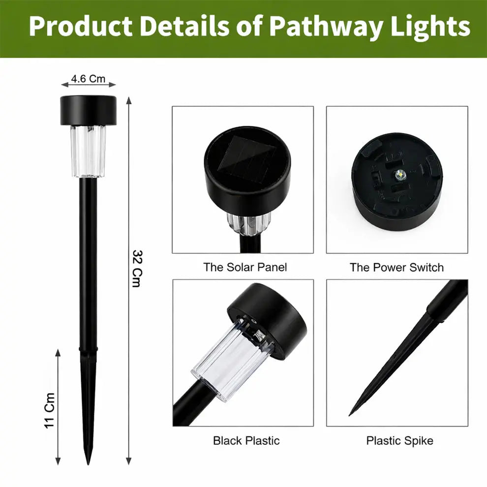 Solar Powered Lawn Pathway Light Set (12 Pcs Set) dd