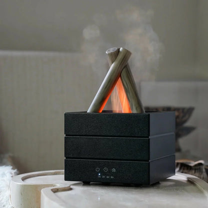 Campfire Flame Aroma Diffuser with Simulated Fire Effect & Timer Modes dd