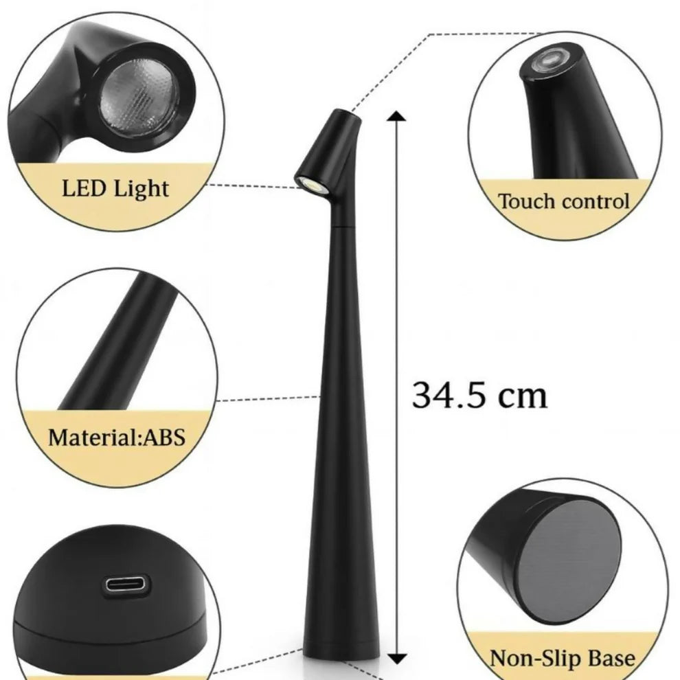 Modern LED Desk Lamp Touch Control USB Rechargeable Study Light - White dd