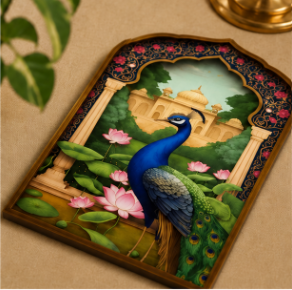 Peacock Jharokha Wooden Wall Art Set of 2 Traditional Indian Home Decor | Living Room & Bedroom Wall Hanging