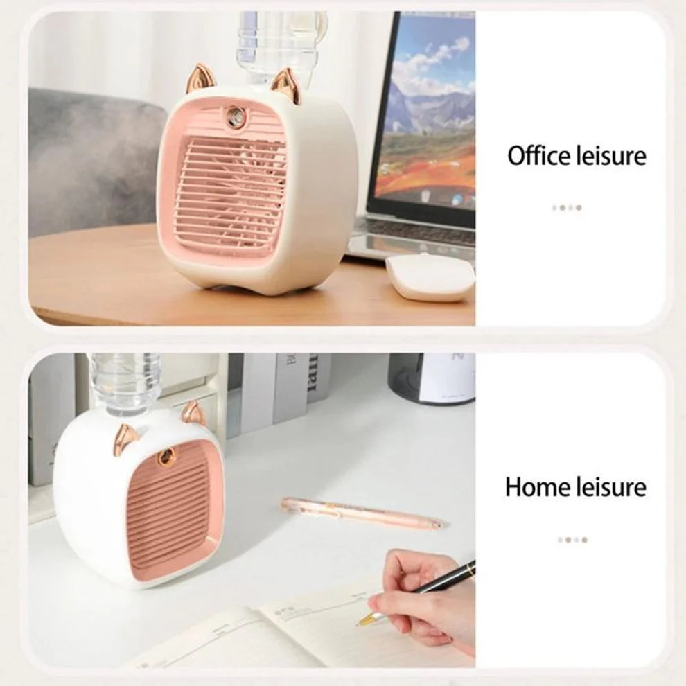 Portable Mini Air Cooler Fan with Spray Mist Function (1 Pc) FeelVerse