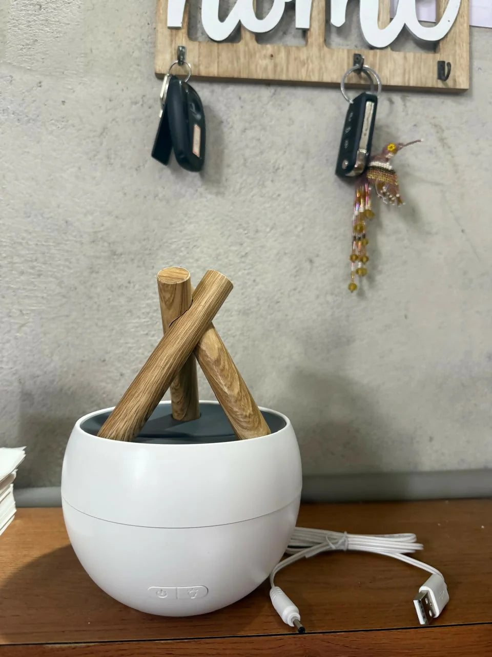 Campfire Flame Aroma Diffuser with LED Light & Mist | Stylish Home Humidifier dd